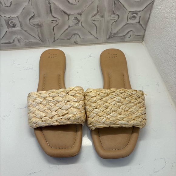 a new day Shoes - A New Day Tan Woven Slide Sandals